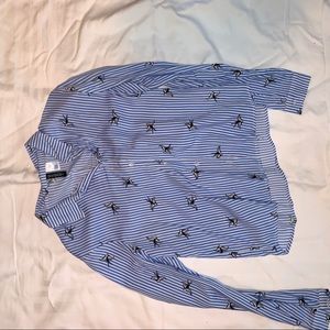 Pin Stripe Bird Button Up